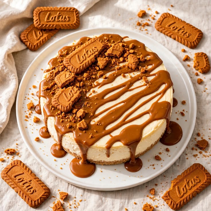 Lotus Biscoff Baked Cheesecake